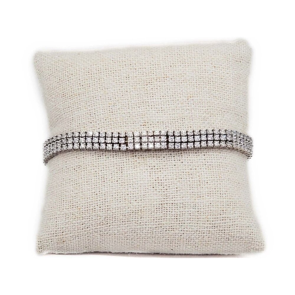 Hearts On Fire 6.93 ctw Natural Diamond Triple Strand Bracelet 18k White Gold
